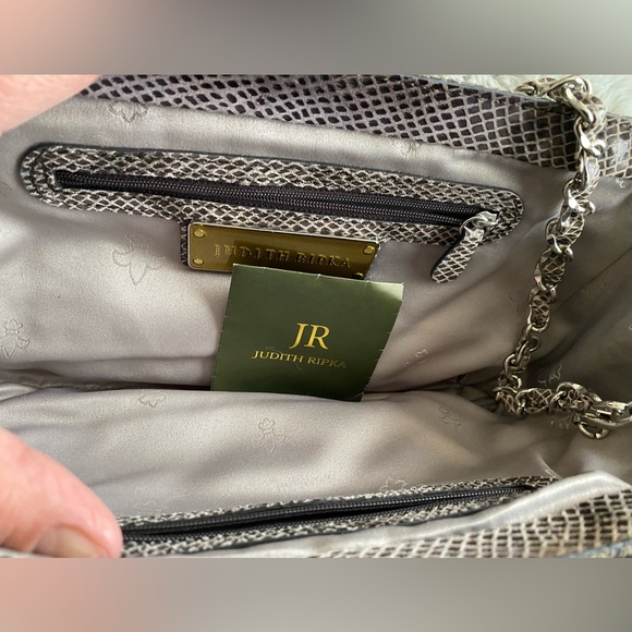 Judith Ripka leather python print clutch - Picture 2 of 6